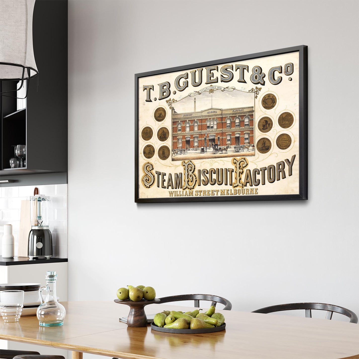 T.B. Guest Steam Biscuit Factory Melbourne Australia | Framed Vintage Poster