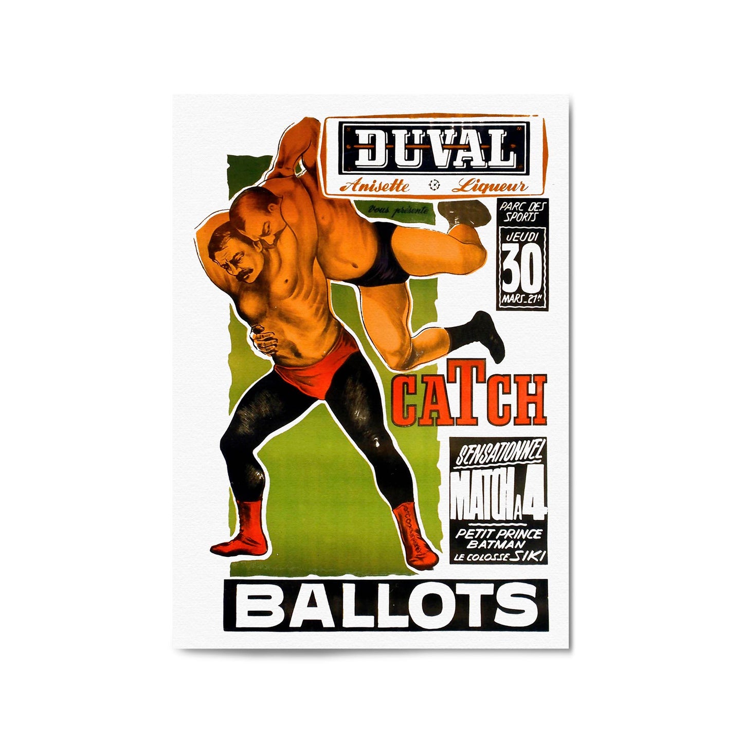 Duval French Wrestling Sports | Framed Vintage Poster