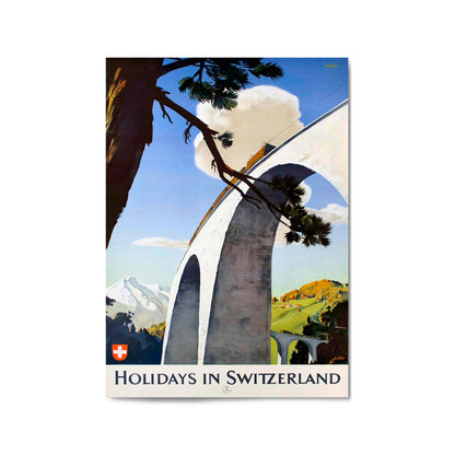 Holidays in Switzerland by Edmund Welf | Framed Vintage Travel Poster