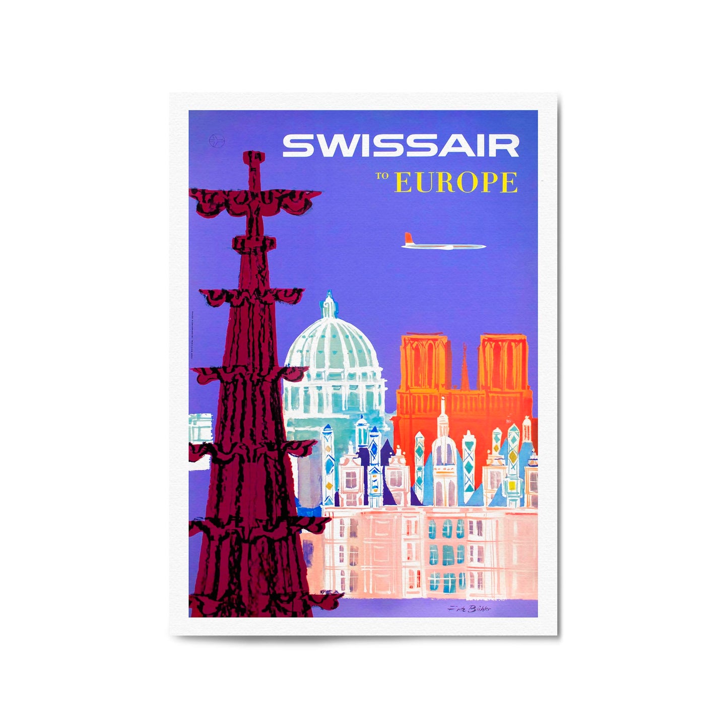 Swissair to Europe | Framed Vintage Travel Poster