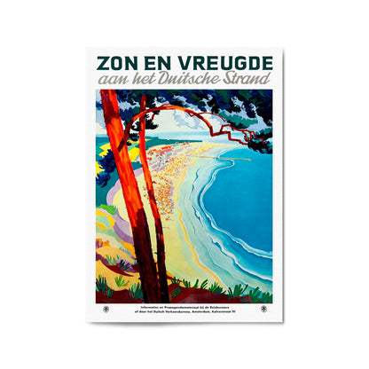 German Beach Advertisement In Dutch Language | Framed Vintage Travel Poster