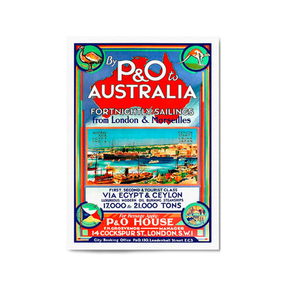 P&O Shipping to Australia | Framed Vintage Travel Poster