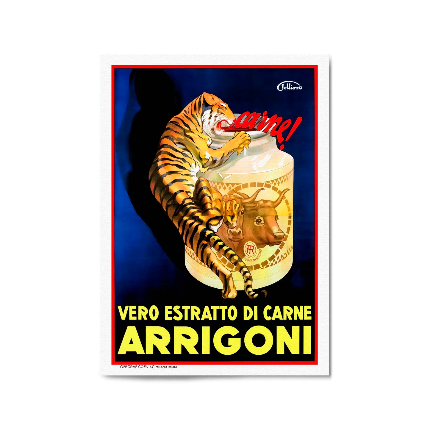 Arrigoni Meat Extract by Sigon Pollione | Framed Vintage Poster