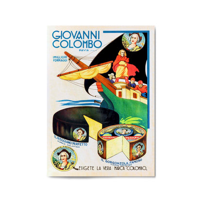 Giovanni Columbo Italian Cheese | Framed Vintage Poster