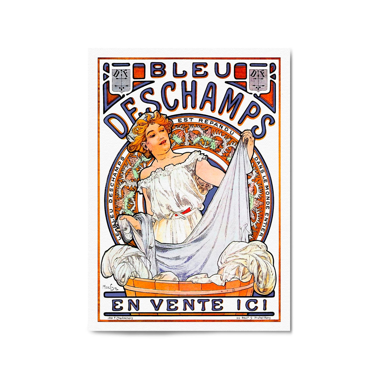 Bleu Dechamps by Alphonse Mucha Laundry | Framed Vintage Poster