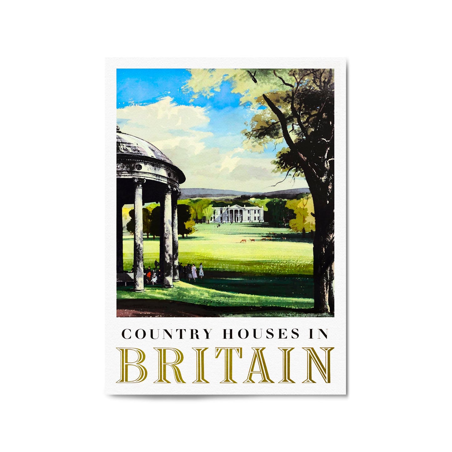 Country Houses In Britain by Rowland Hilder | Framed Vintage Travel Poster