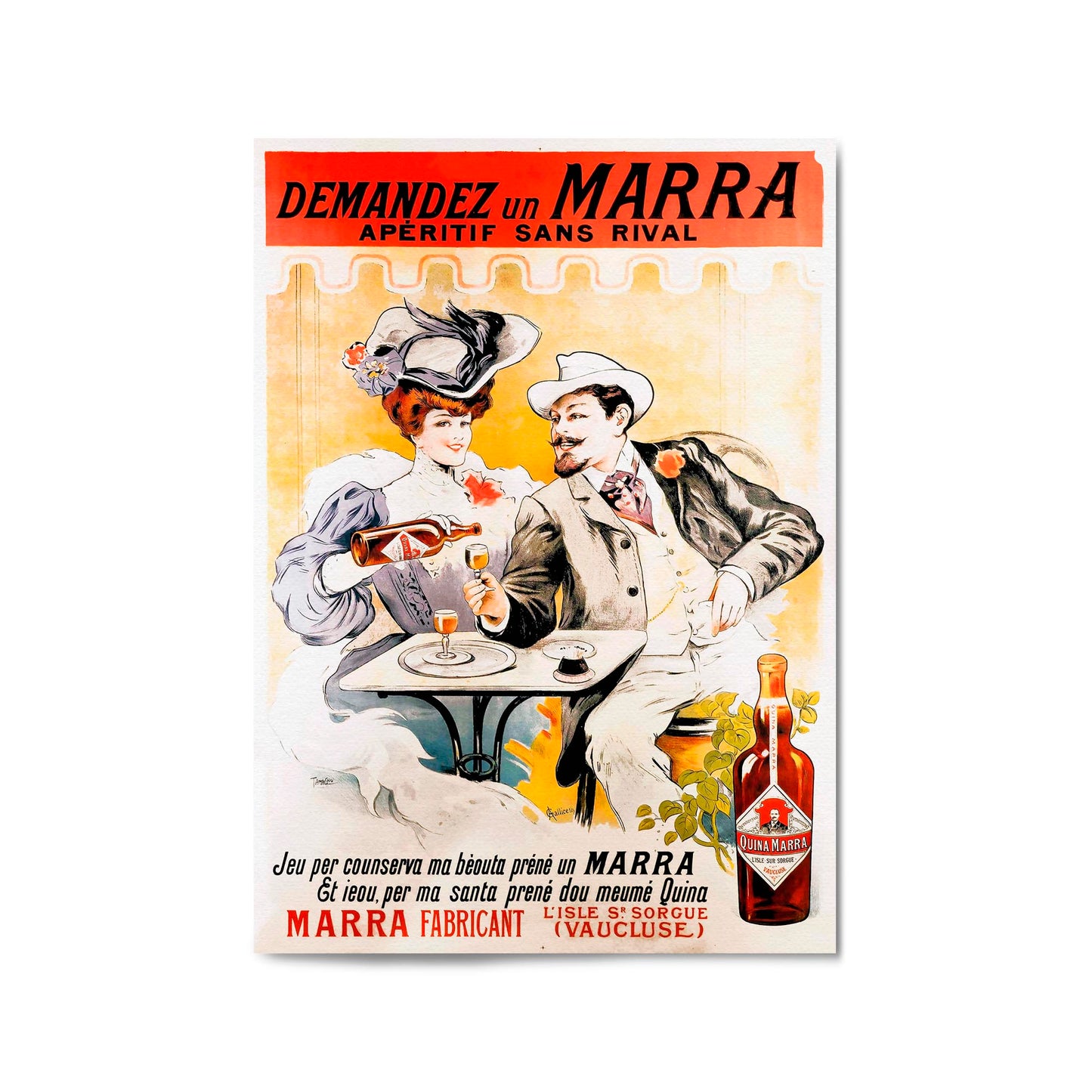 Demandez un Marra French Wine | Framed Vintage Poster