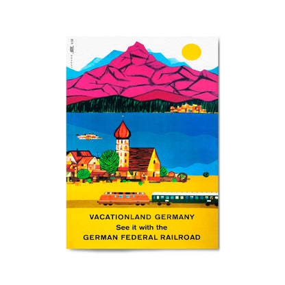 German "Vacationland" - German Federal Railroad | Framed Vintage Travel Poster