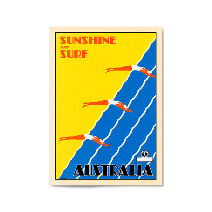 Sunshine and Surf Australia | Framed Vintage Travel Poster
