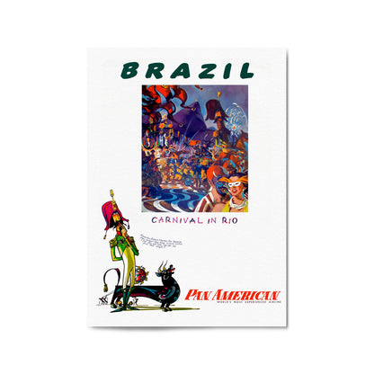 Brazil Carnival in Rio - Pan American | Framed Vintage Travel Poster