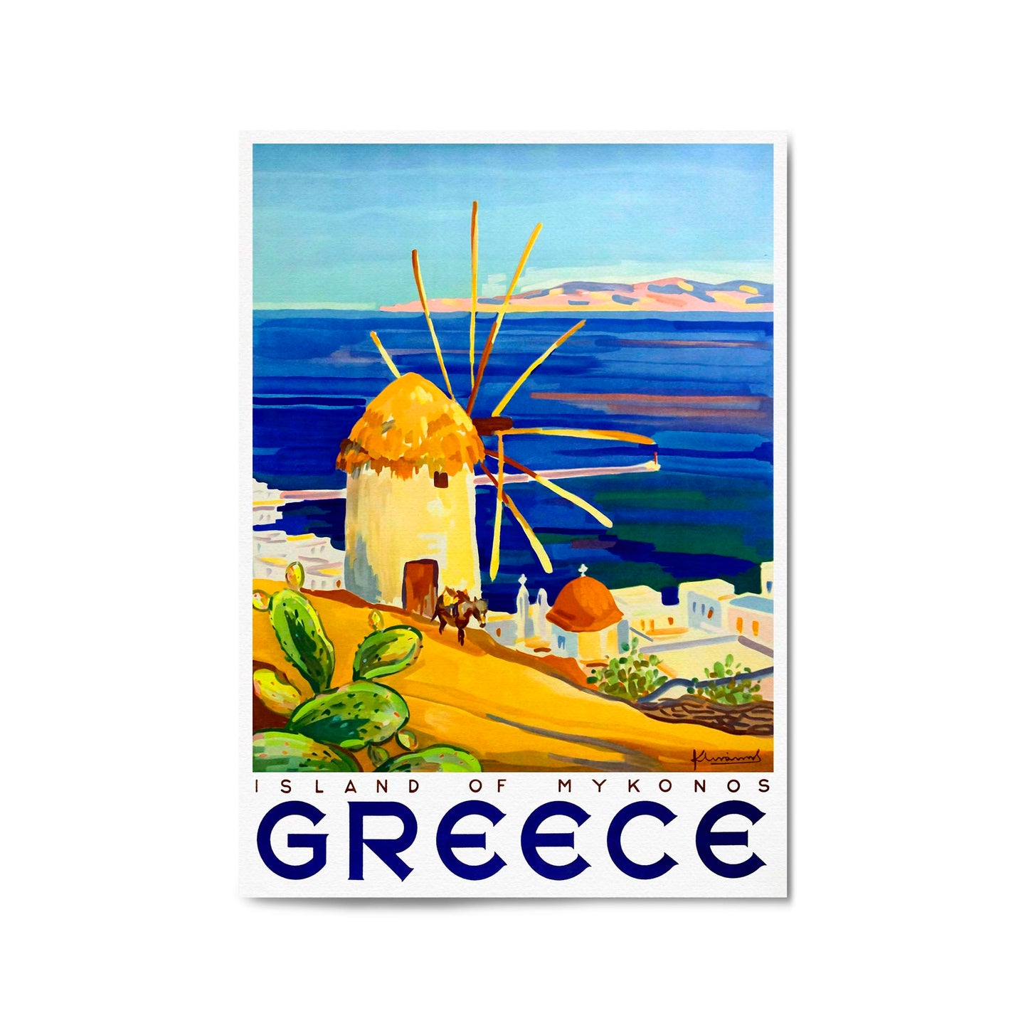 Island of Mykonos, Greece | Framed Vintage Travel Poster