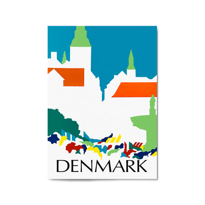 Denmark Minimal Township | Framed Vintage Travel Poster