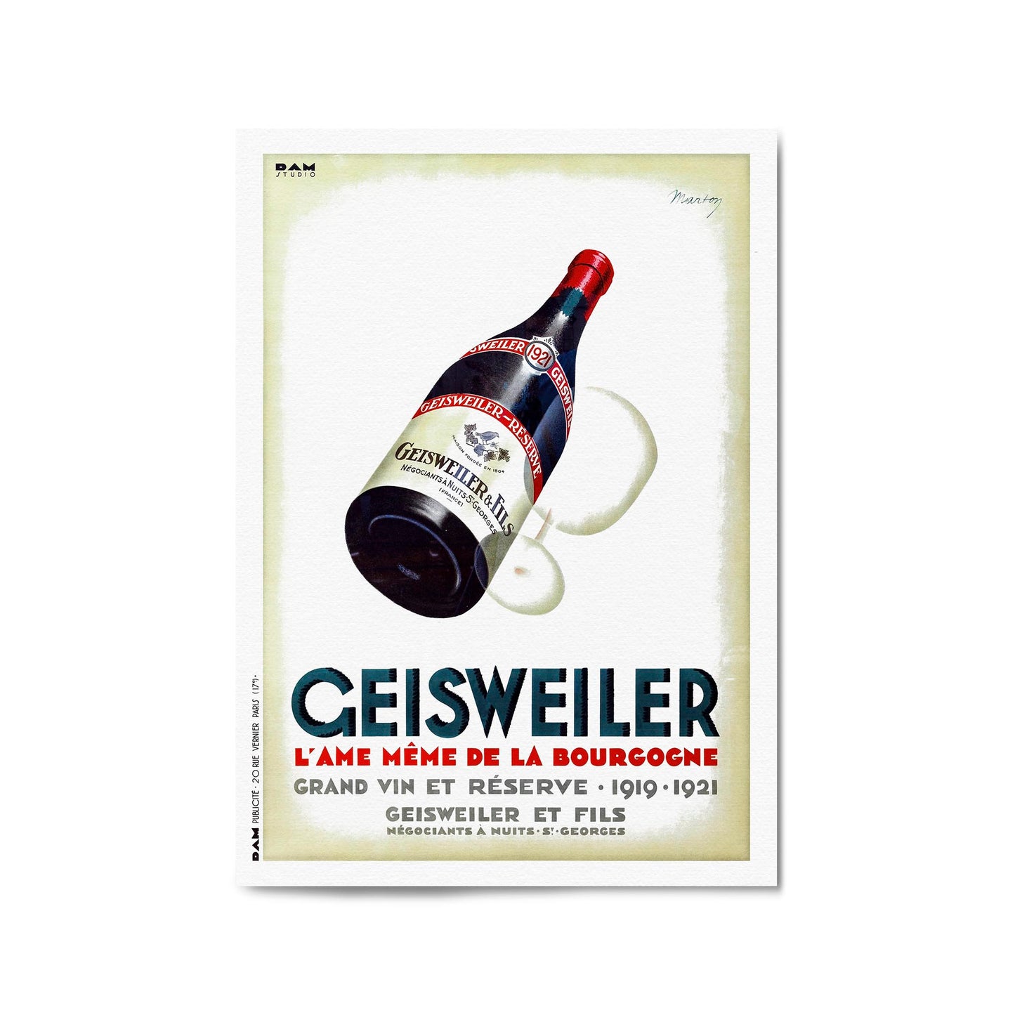 Geisweiler Wine by Manton | Framed Vintage Poster