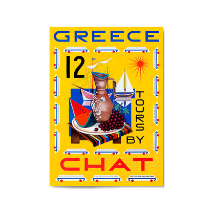 Greece Tours by Chat | Framed Vintage Travel Poster