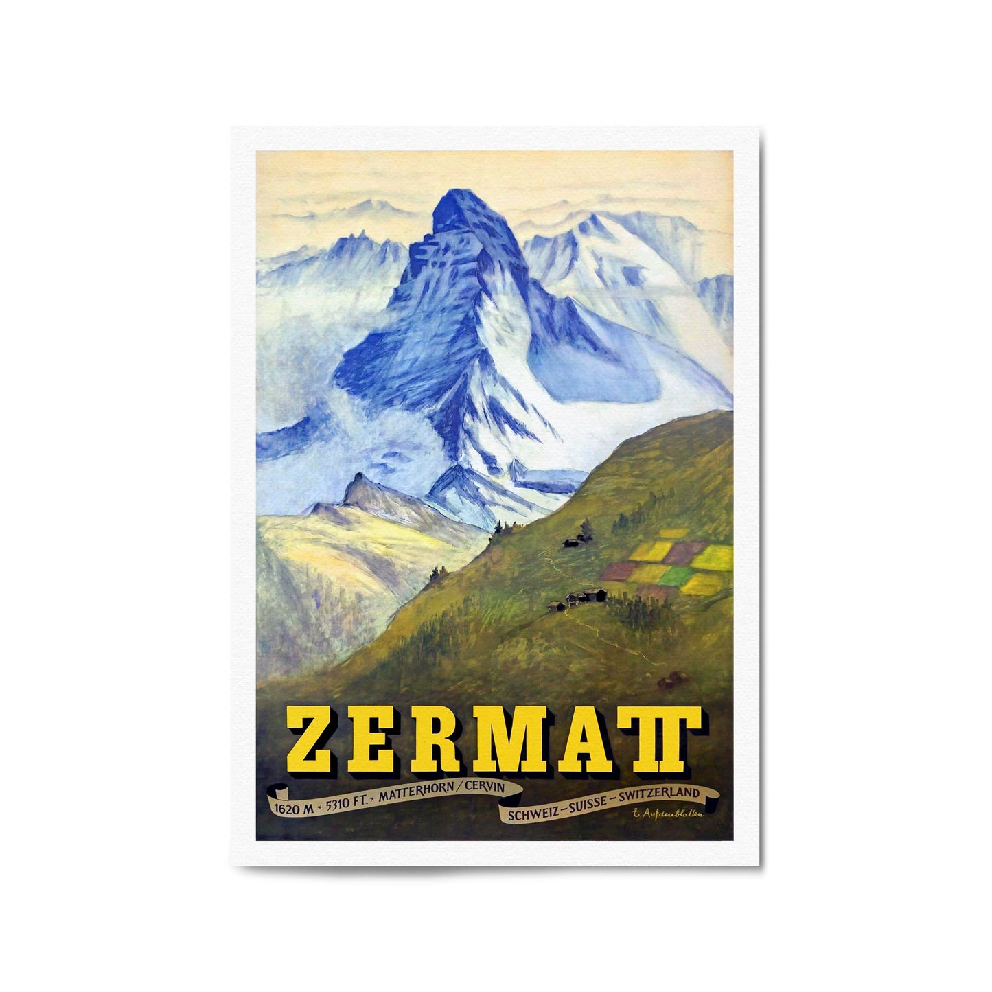 Zermatt, Switzerland by Emil Aufdenblatten | Framed Vintage Travel Poster