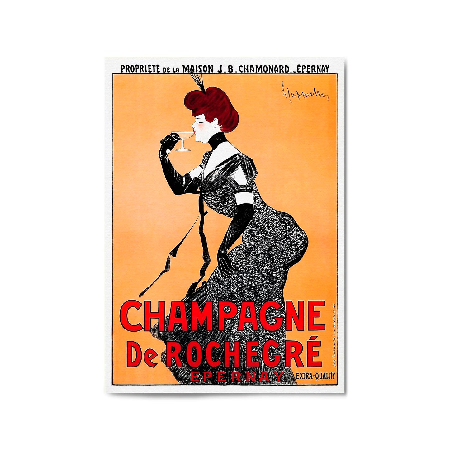 Champagne De Rochegre French Wine | Framed Vintage Poster