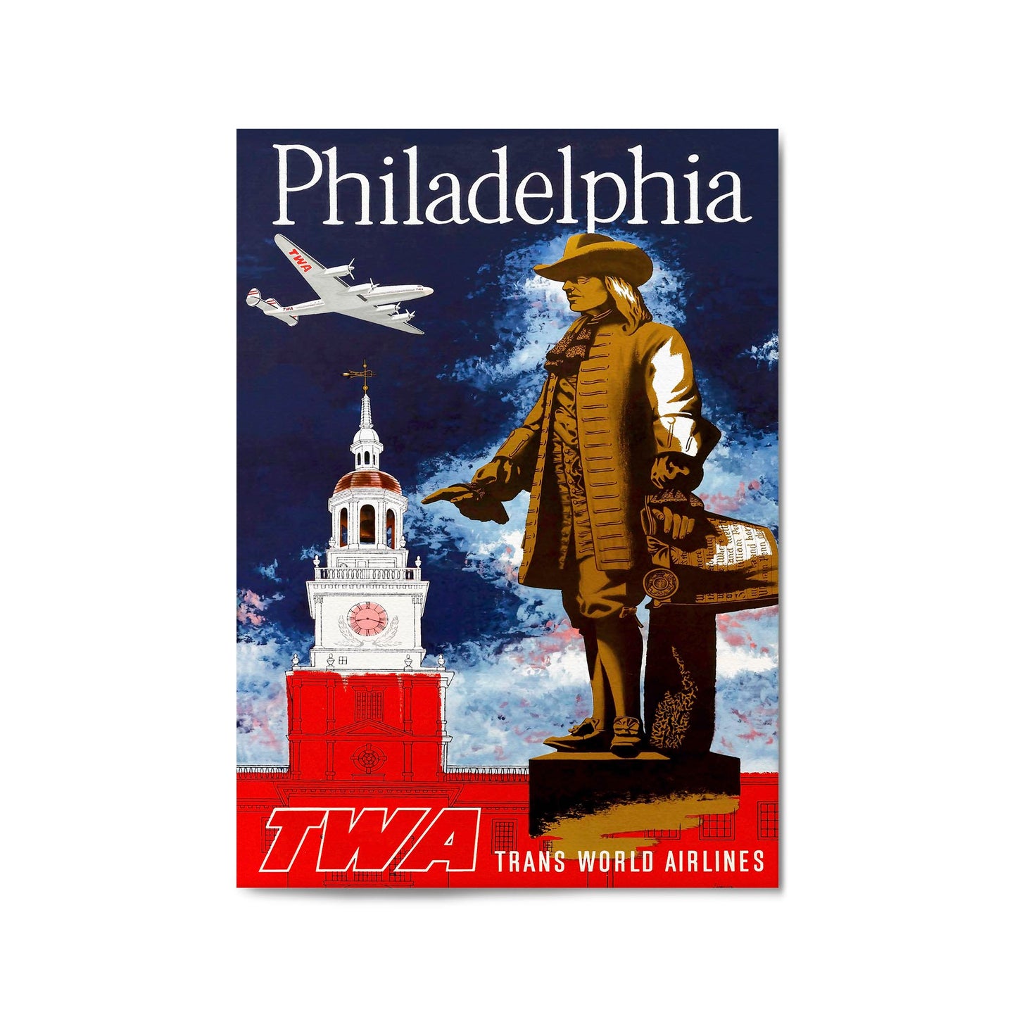 Philadelphia by TWA, United States of America | Framed Vintage Travel Poster