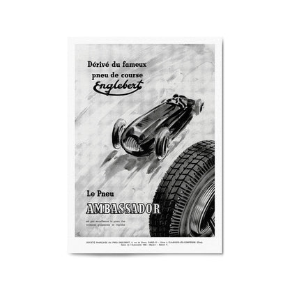 "Ambassador" French Car Tyre | Framed Vintage Poster