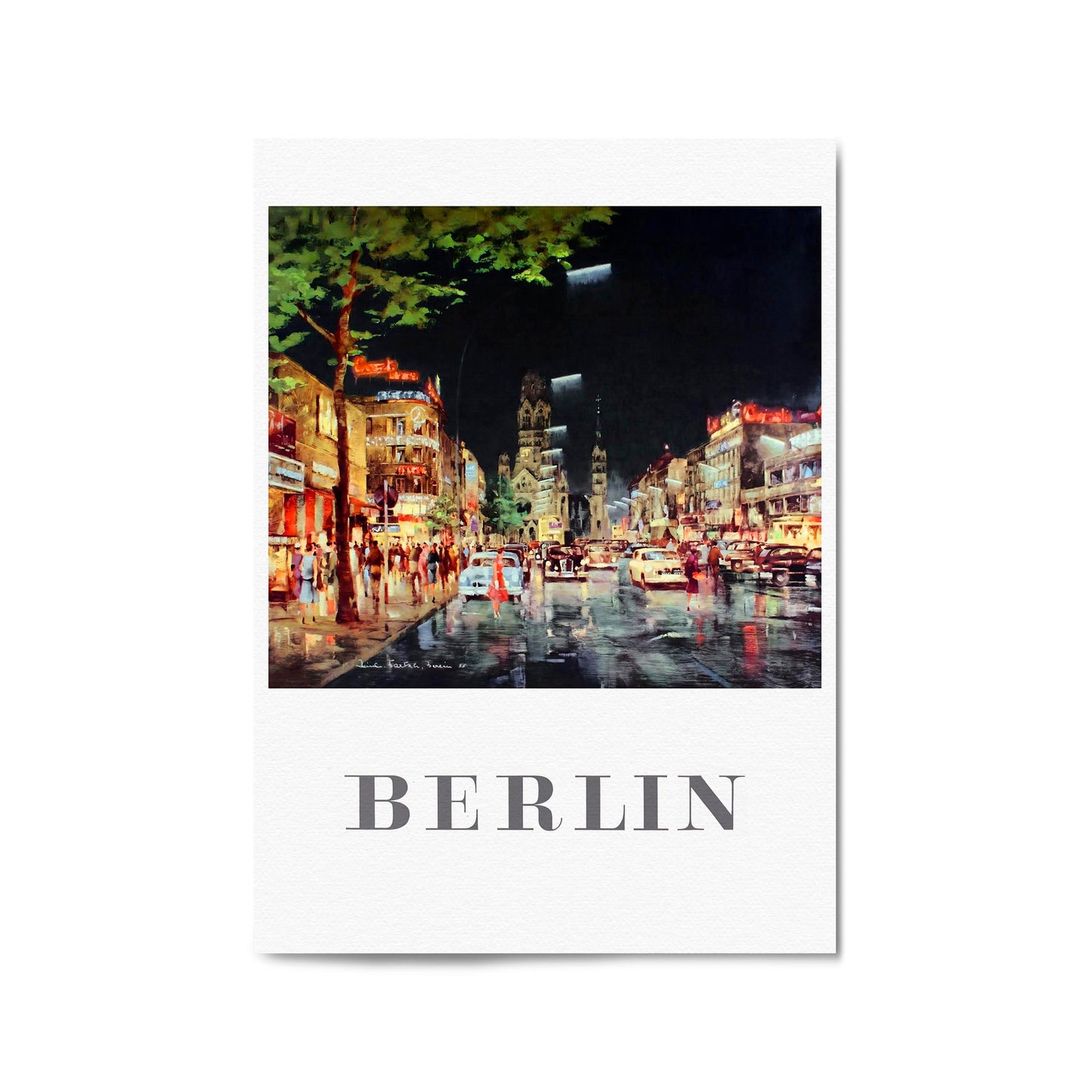 Berlin, Germany by Night by Reinhard Bartsch | Framed Vintage Travel Poster