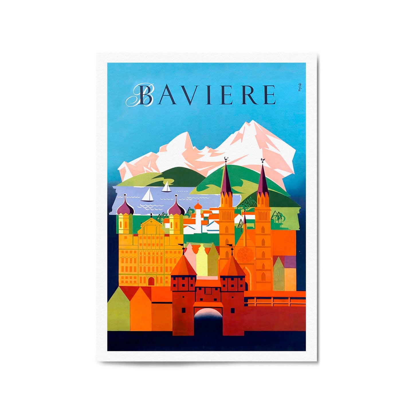 Bavaria, Germany "Baviere" by Franz Hahnle | Framed Vintage Travel Poster