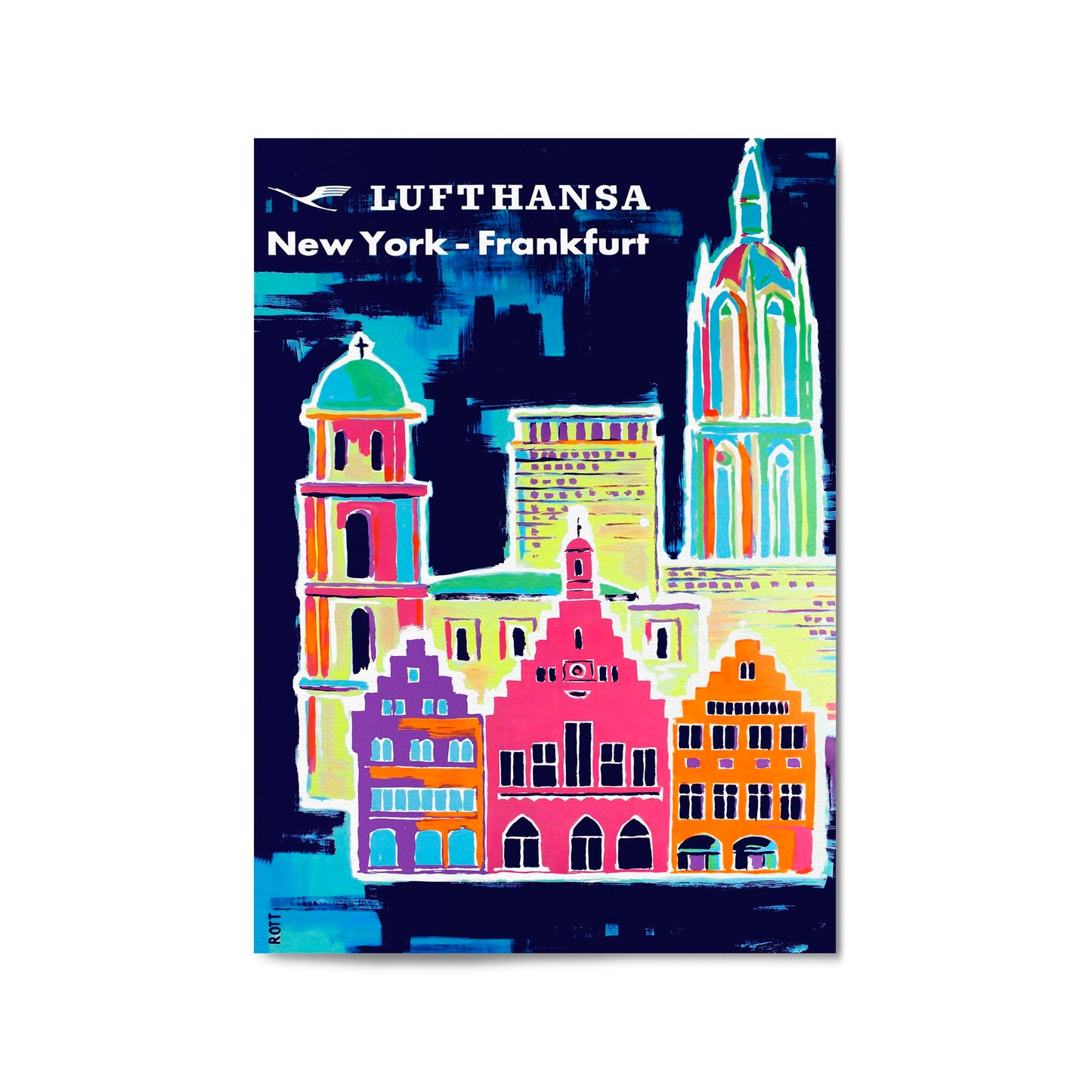 Frankfurt, Germany "Lufthansa" by Hans Rott | Framed Vintage Travel Poster