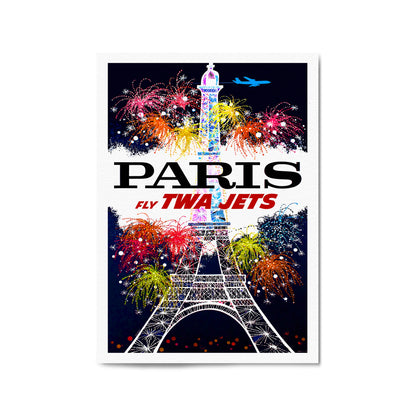 Paris, France "Fly TWA Jets to the City of Lights" | Framed Vintage Travel Poster