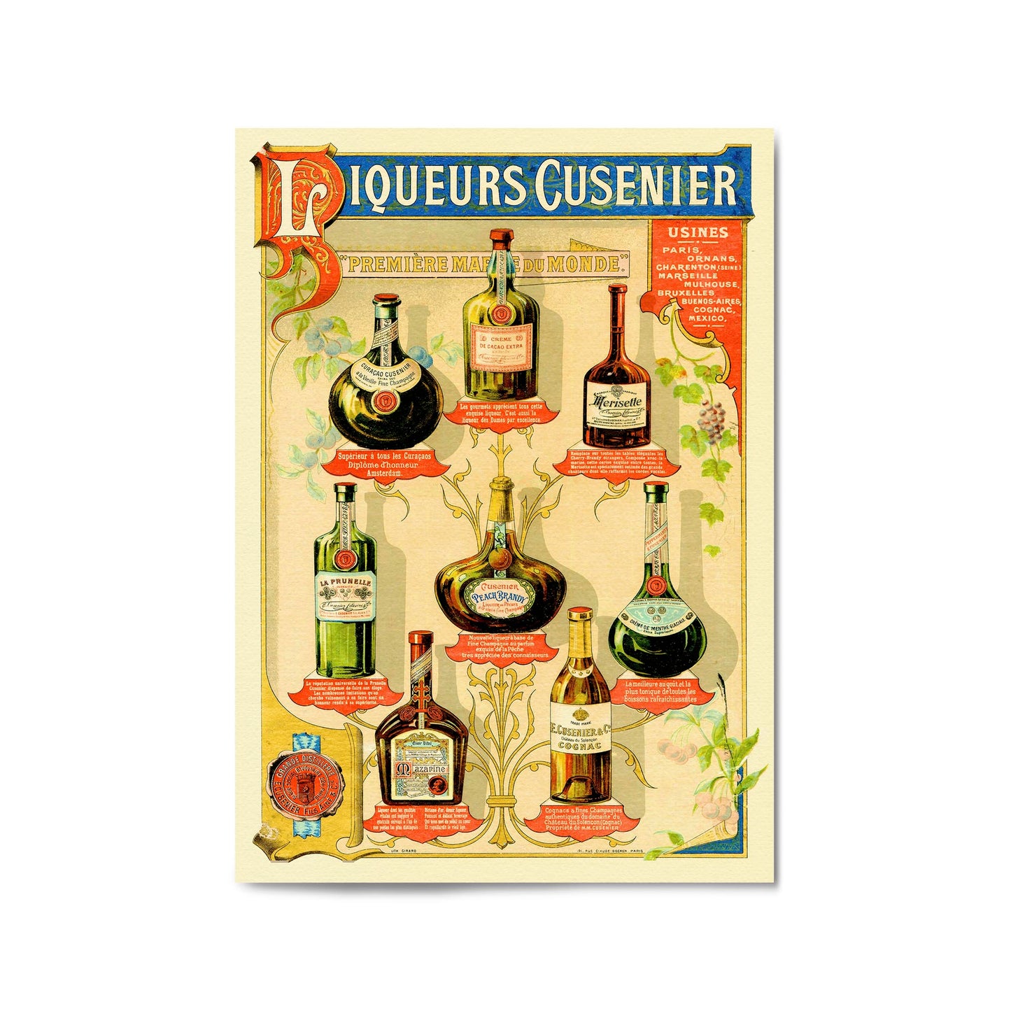 Liqueurs Cusenier | Framed Vintage Poster