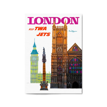 London Landmarks by David Klein - Fly TWA Jets | Framed Vintage Travel Poster