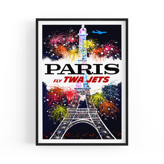 Paris, France "Fly TWA Jets to the City of Lights" | Framed Vintage Travel Poster