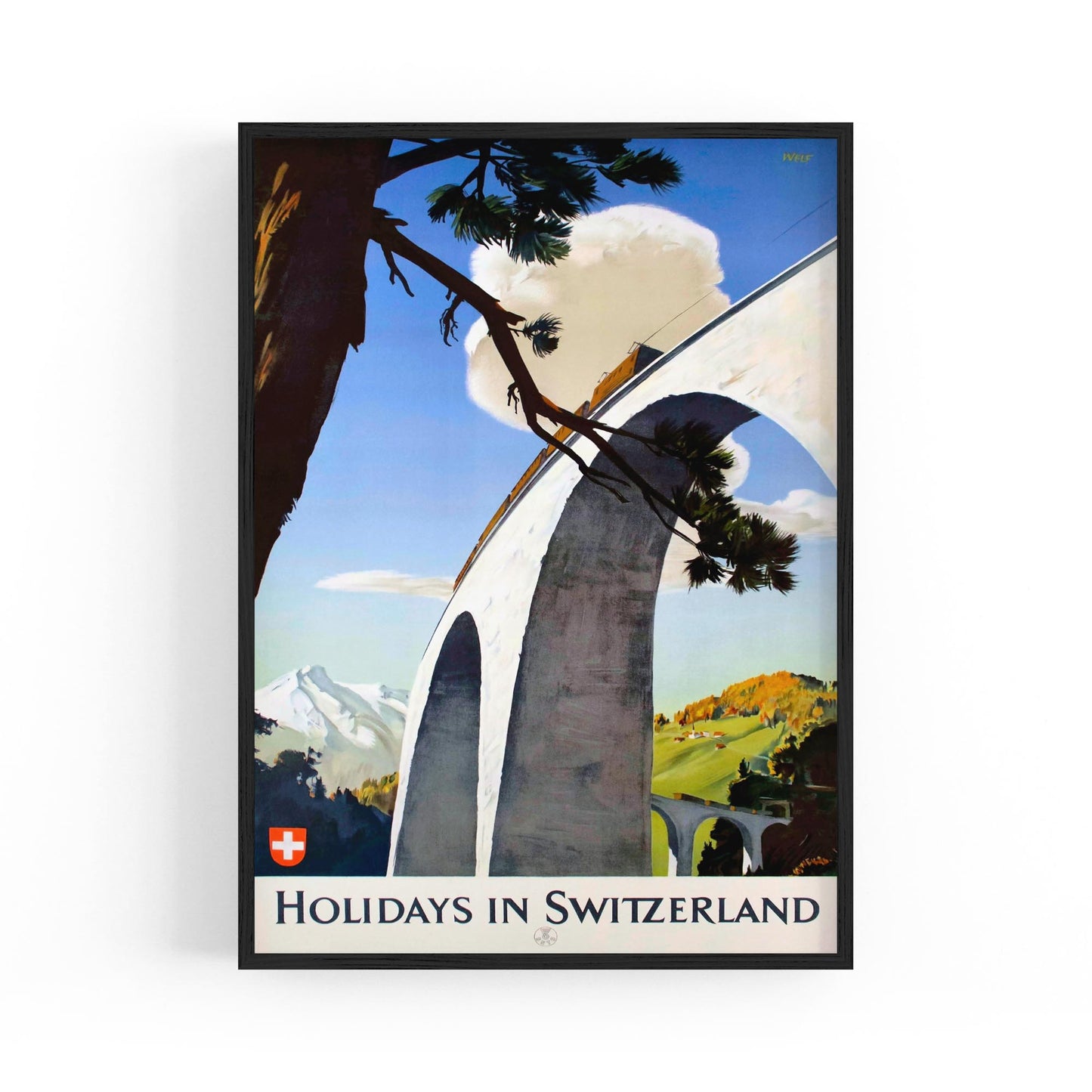 Holidays in Switzerland by Edmund Welf | Framed Vintage Travel Poster