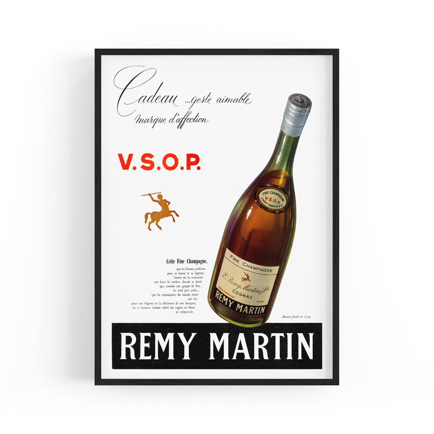 Remy Martin Cognac Champagne Wine | Framed Vintage Poster
