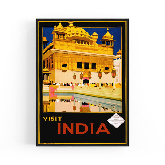 Visit India, Golden Temple in Amritsar - India State Railway Bureau | Framed Vintage Travel Poster