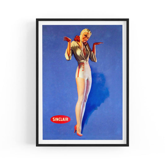 "Air-Minded" Sinclair Motor Oil Pin-Up Girl by Earl Moran | Framed Vintage Poster