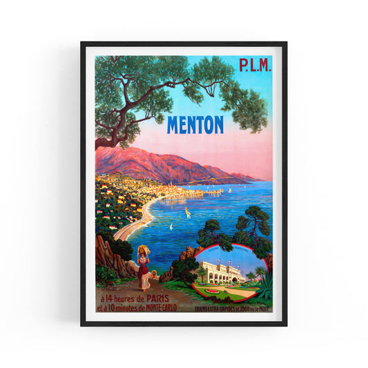 Menton, France "A Sunlit Jewel of the French Riviera" | Framed Vintage Travel Poster