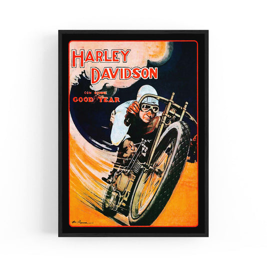 Harley Davidson on Goodyear Tyres | Framed Vintage Poster