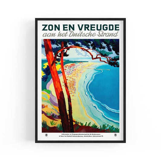 German Beach Advertisement In Dutch Language | Framed Vintage Travel Poster