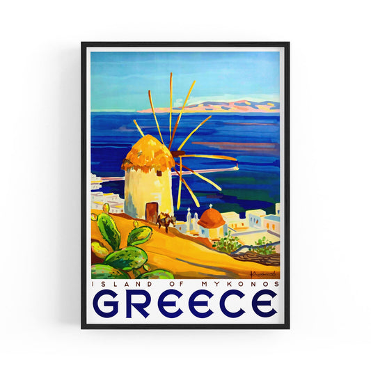 Island of Mykonos, Greece | Framed Vintage Travel Poster