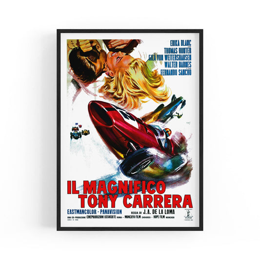 Motorsport "Tony Carrera" Italian Movie | Framed Vintage Poster