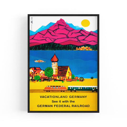 German "Vacationland" - German Federal Railroad | Framed Vintage Travel Poster
