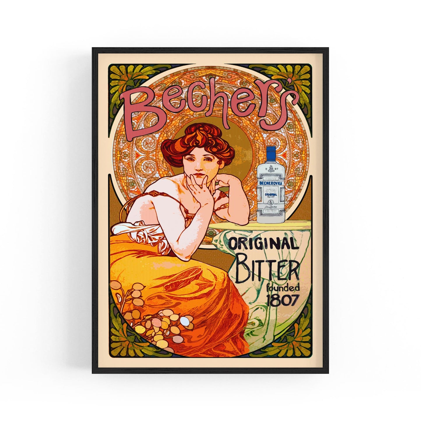 Bechers Bitter Since 1807 by Alphonse Mucha | Framed Vintage Poster