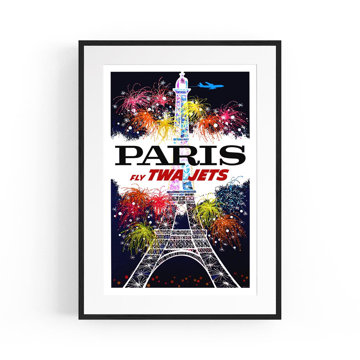 Paris, France "Fly TWA Jets to the City of Lights" | Framed Vintage Travel Poster