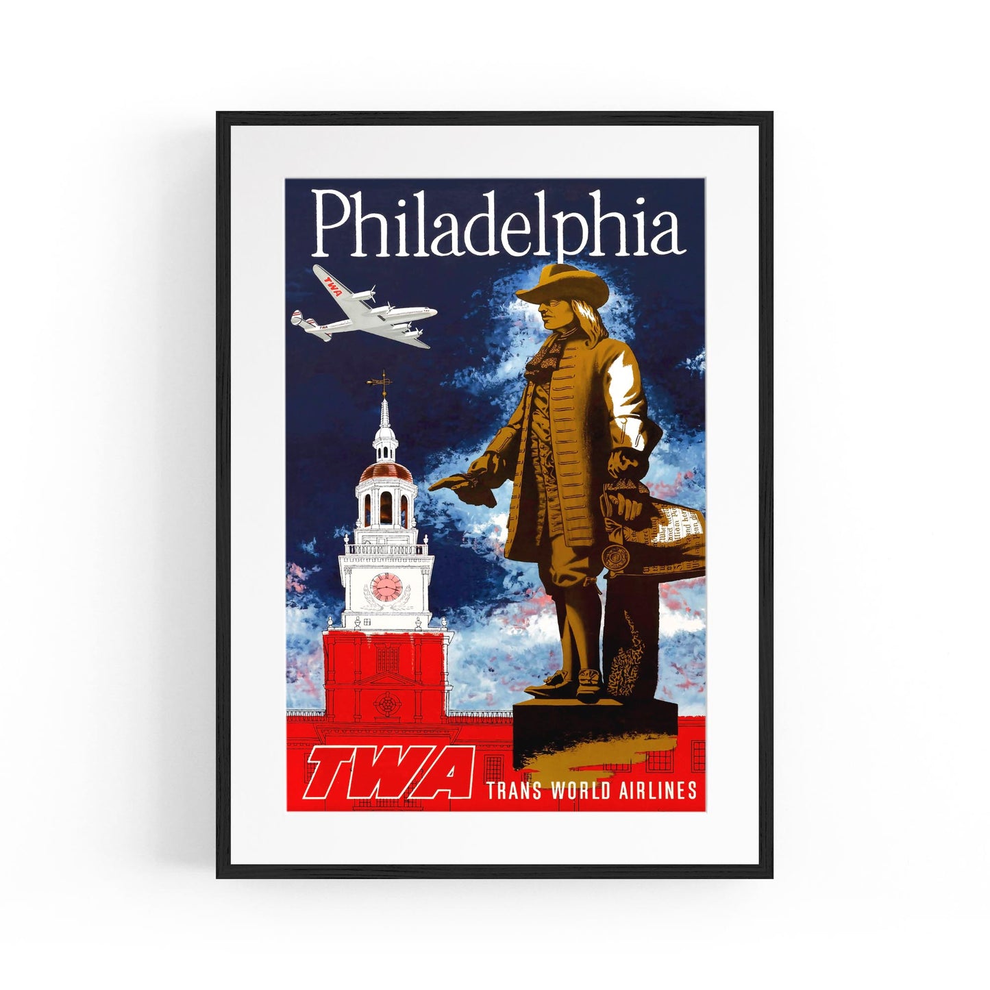 Philadelphia by TWA, United States of America | Framed Vintage Travel Poster