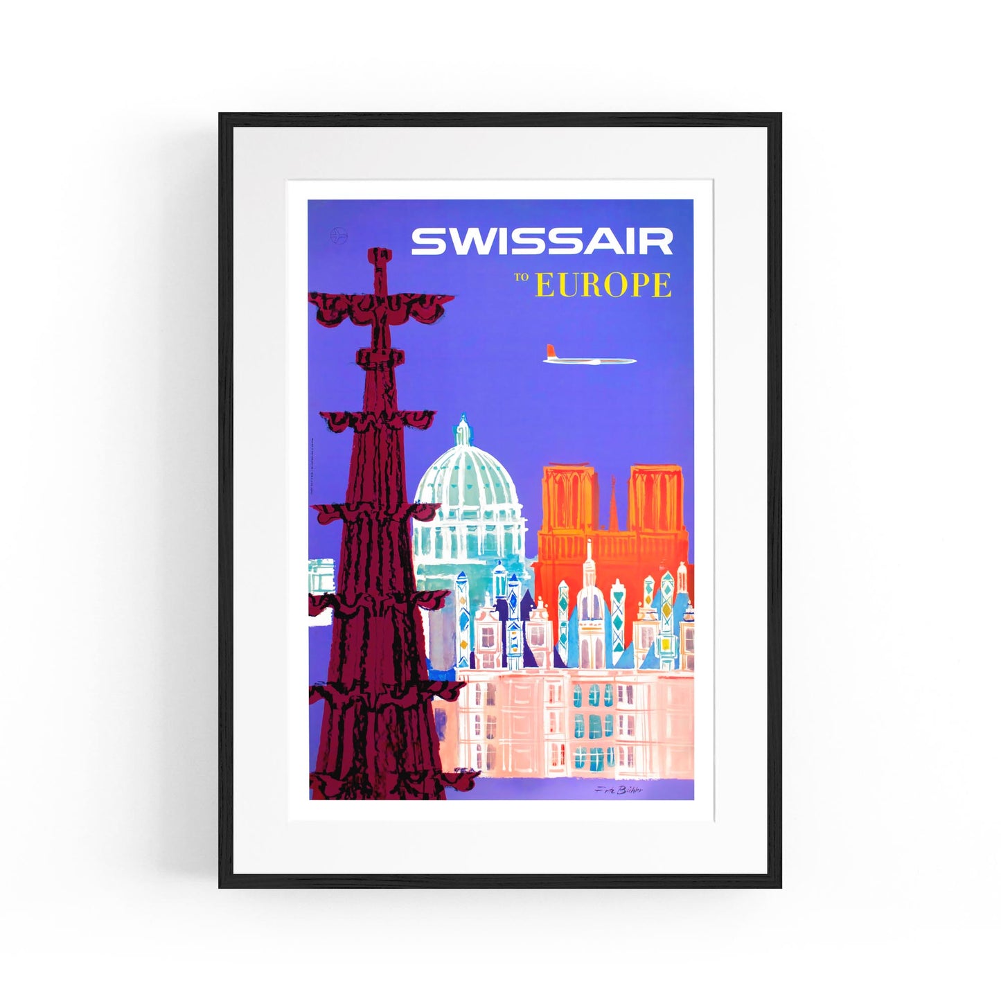 Swissair to Europe | Framed Vintage Travel Poster