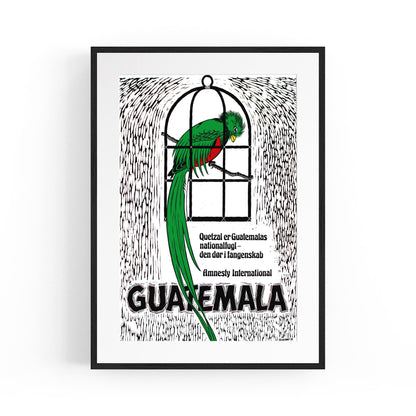 Guatemala's Quetzal: National Bird and Symbol of Freedom (Danish) Amnesty International | Framed Vintage Poster