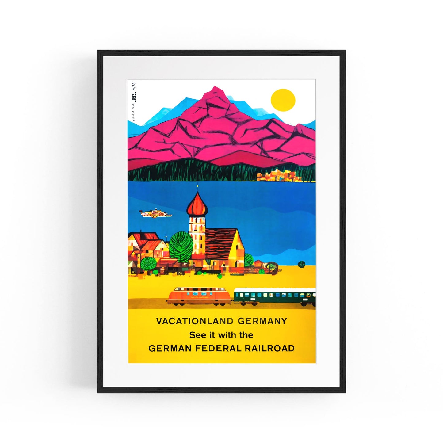 German "Vacationland" - German Federal Railroad | Framed Vintage Travel Poster