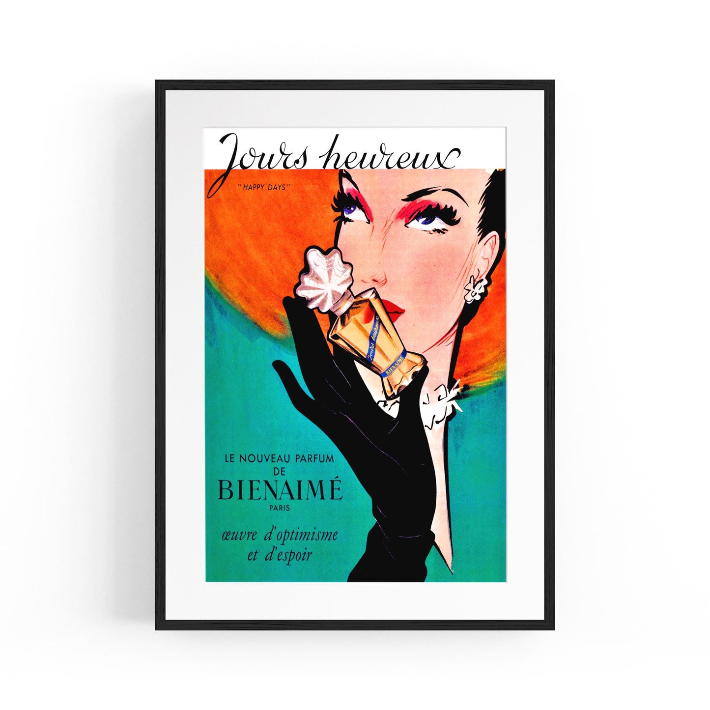 French Perfume "Jours Heureux" | Framed Vintage Poster