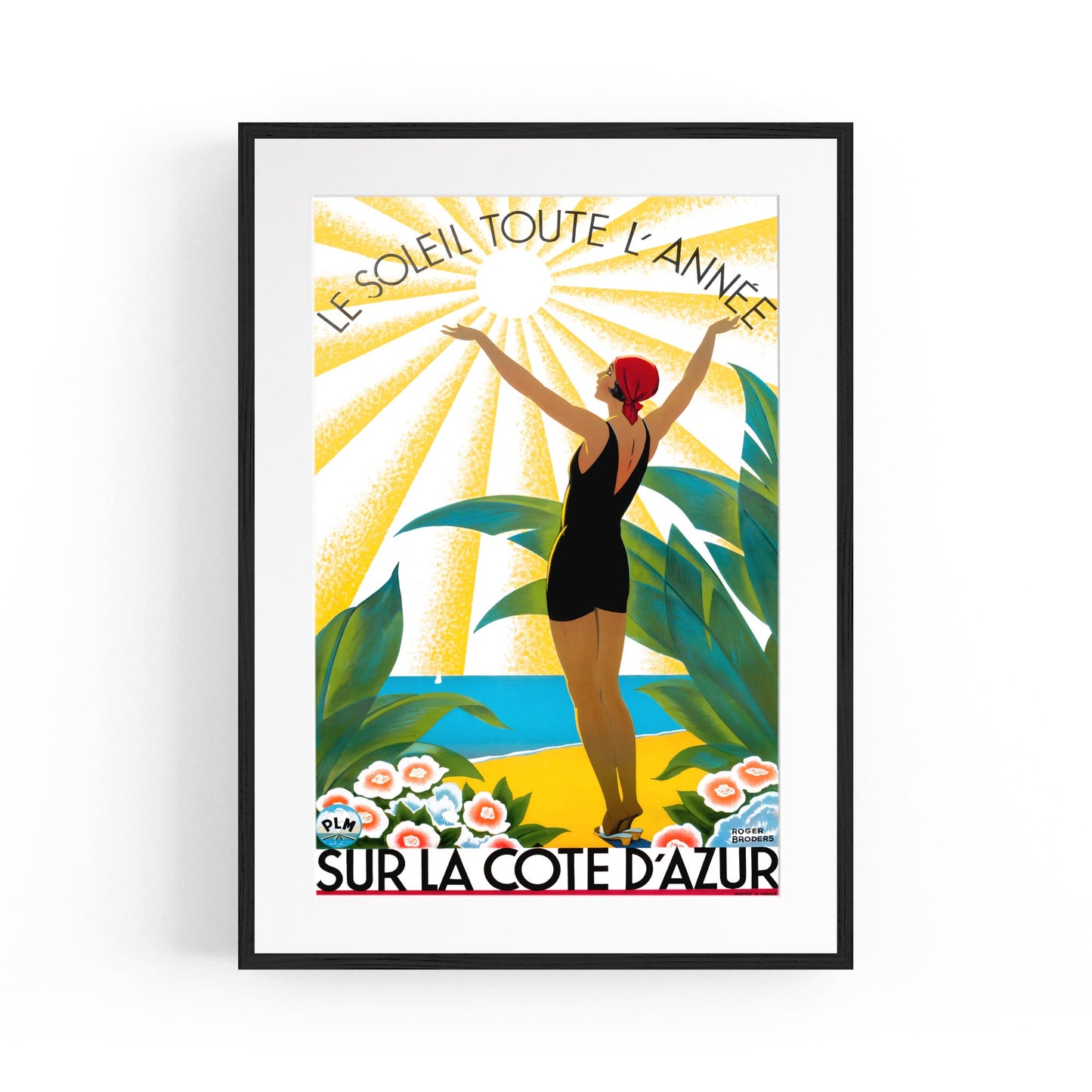 Cote d'Azur, France - "Le Soleil Toute L'Annee" by Roger Broders | Framed Vintage Travel Poster