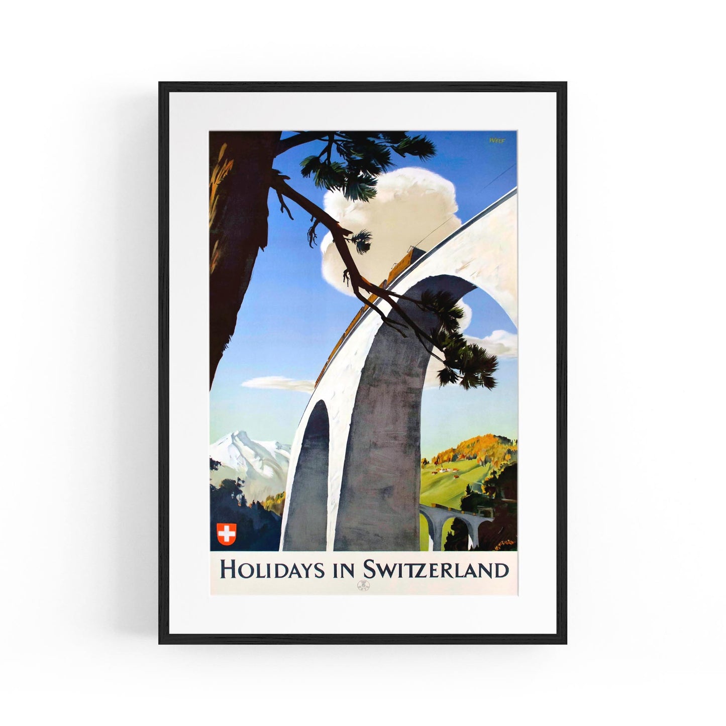 Holidays in Switzerland by Edmund Welf | Framed Vintage Travel Poster
