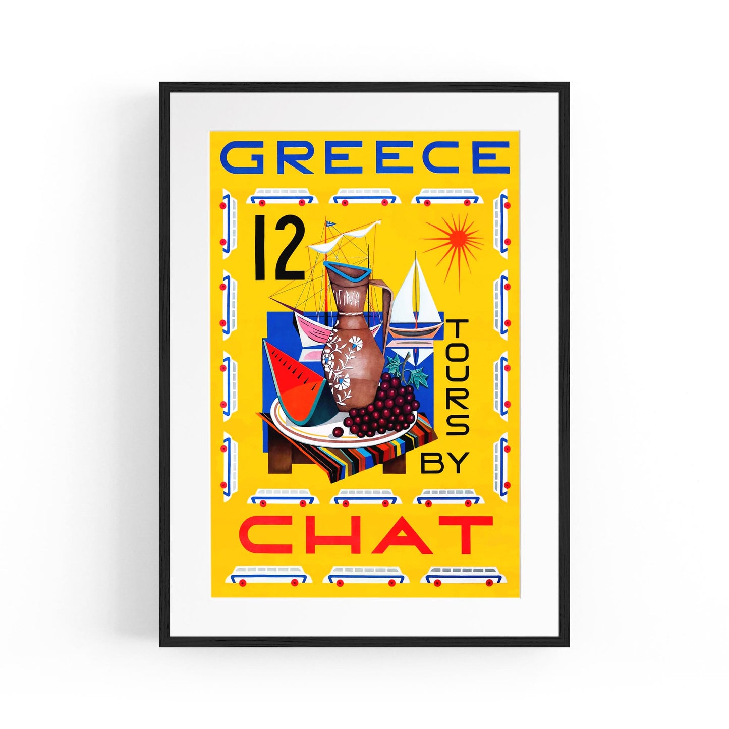 Greece Tours by Chat | Framed Vintage Travel Poster