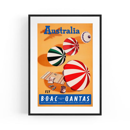 BOAC Qantas Summer Beach Australia | Framed Vintage Travel Poster